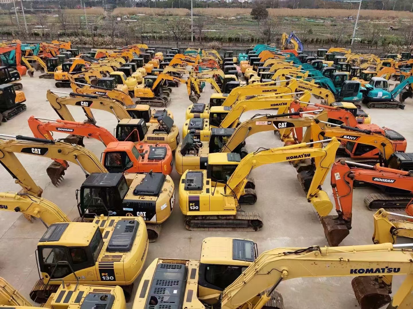 SK Used Equipment yard with 1,000+ machines in stock